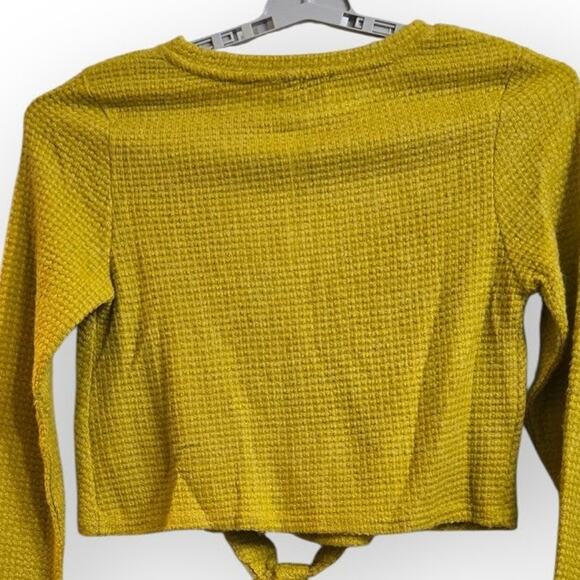 J.O.A. Mustard Yellow‎ Tie-Front Sweater Long Sleeve NWT Women’s Medium - Picture 5 of 7